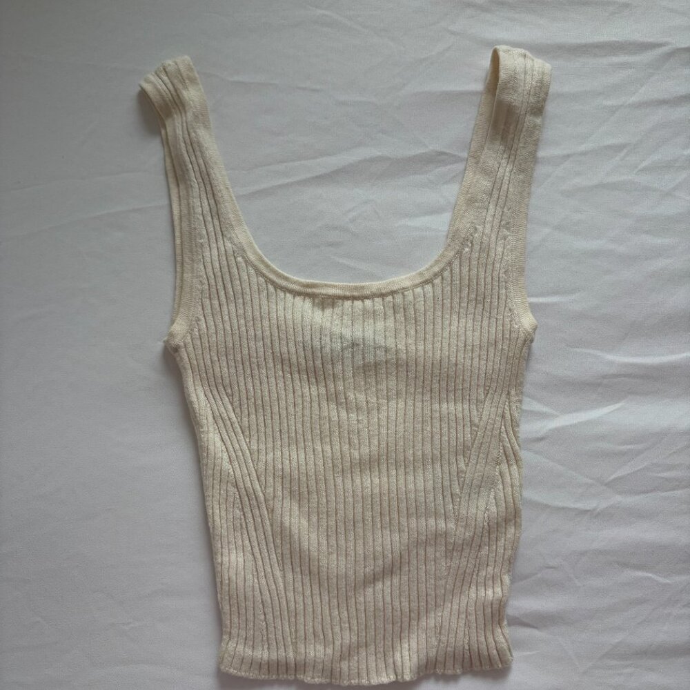 Everlane Ribbed Tank Top (Size XXS, Cream)